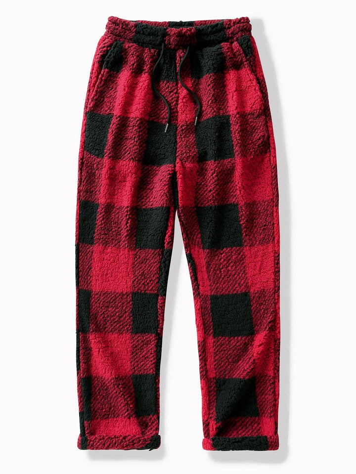 Herrens Teddy Fleece Raka Byxor – Varm Dragsko Vinter Loungebyxor