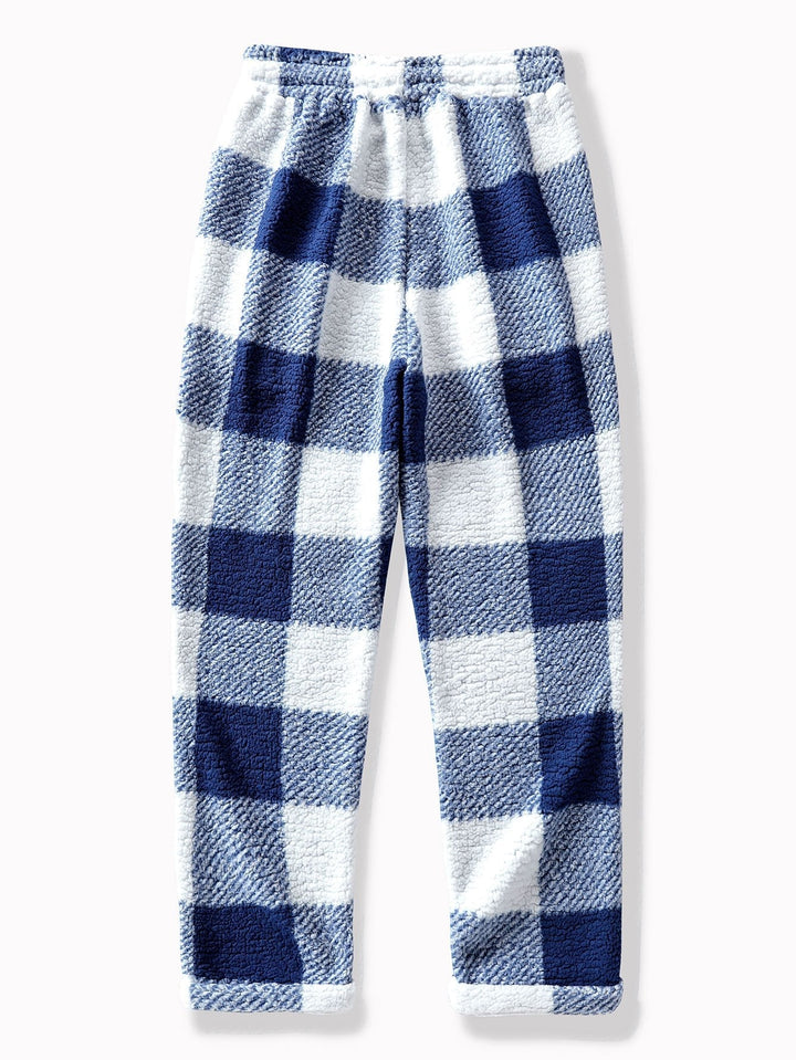 Herrens Teddy Fleece Raka Byxor – Varm Dragsko Vinter Loungebyxor