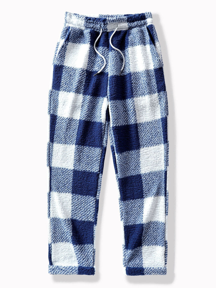 Herrens Teddy Fleece Raka Byxor – Varm Dragsko Vinter Loungebyxor