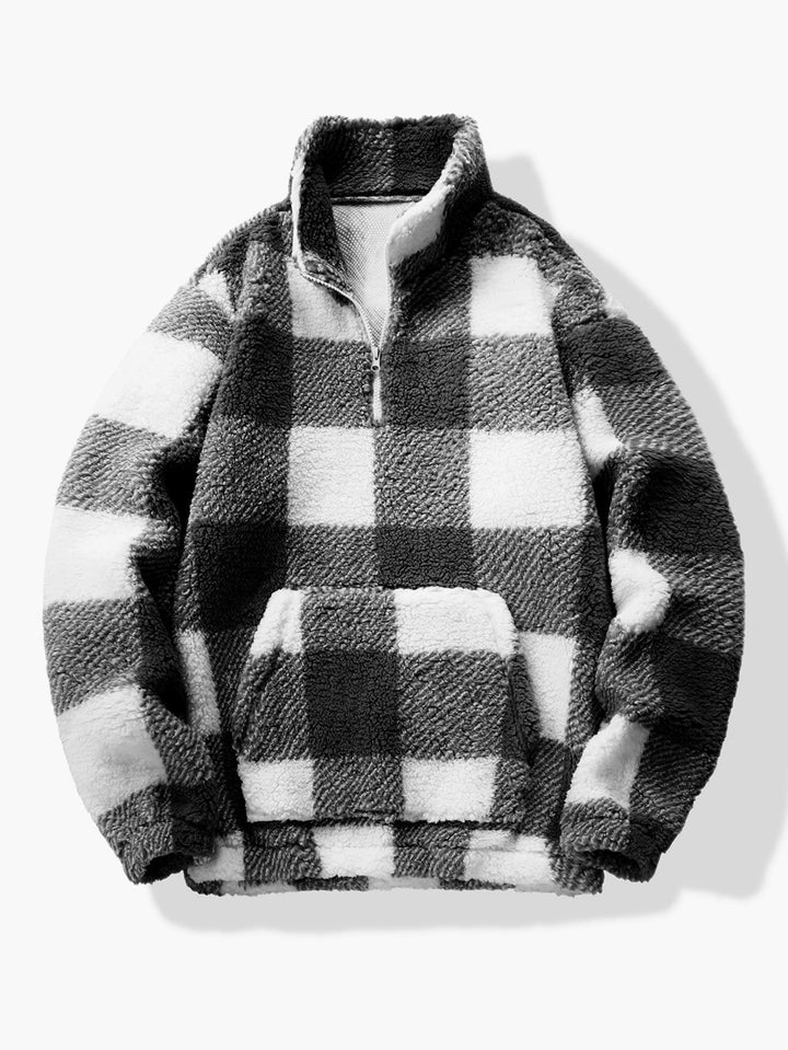 Herrens Teddy Fleece Quarter-Zip Sweatshirt – Avslappnad Vinterpullover