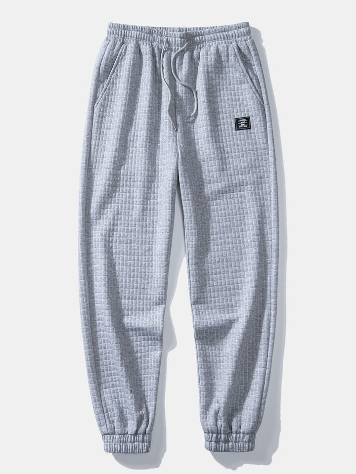 Herr Waffle Huvtröja och Jogger Set – Texturerad Helg Casualwear