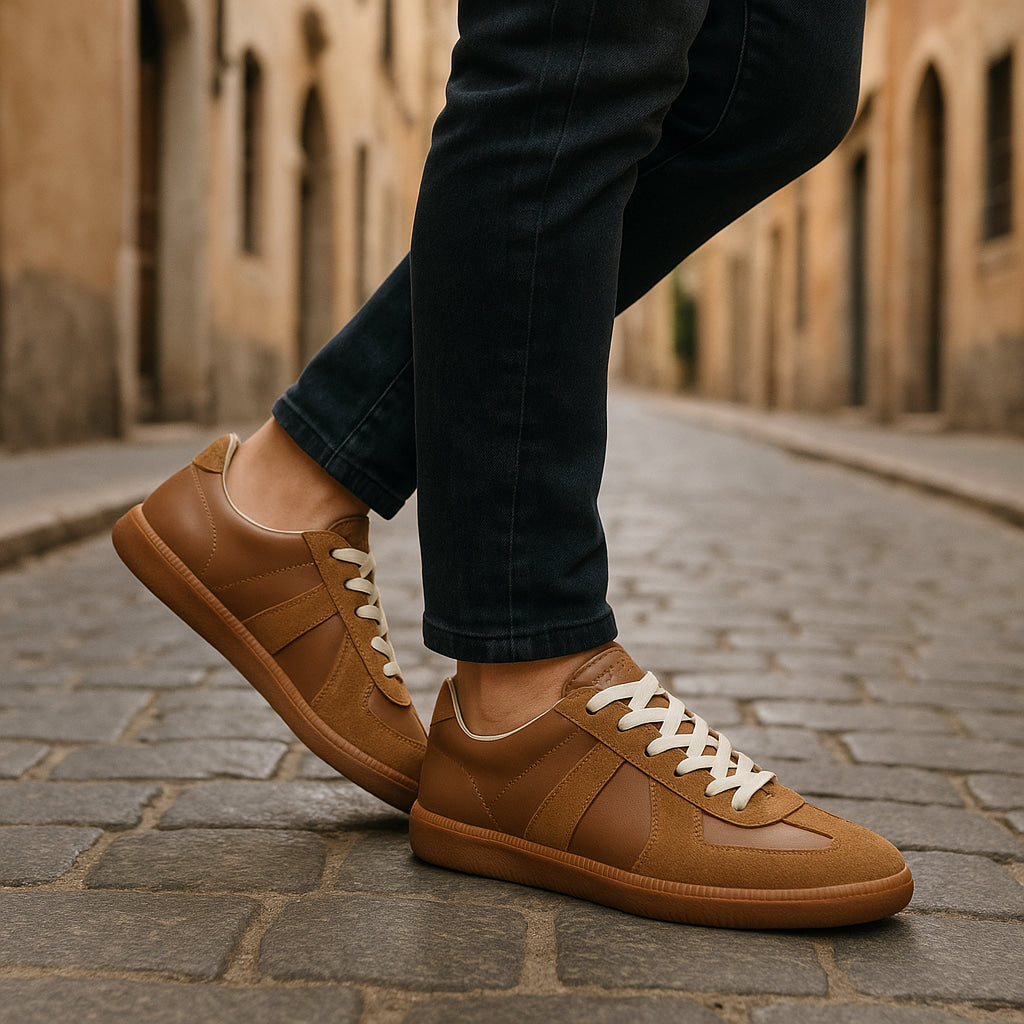 Herrarnas Retro Panel Snörning Låg Top Sneakers