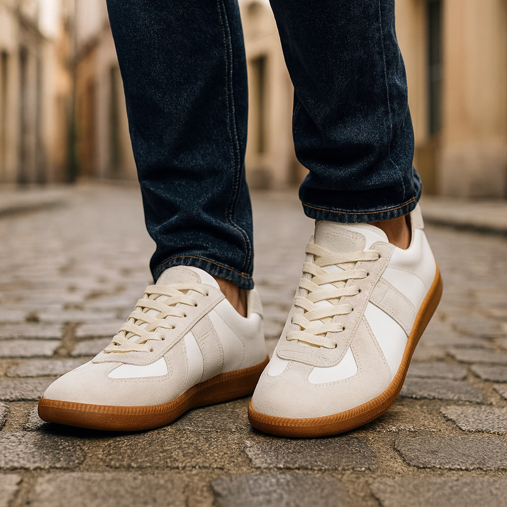 Herrarnas Retro Panel Snörning Låg Top Sneakers