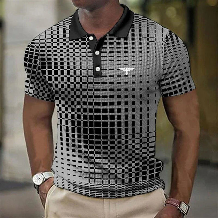 Herrarstrykt polo med kontrasterande krage, slim fit