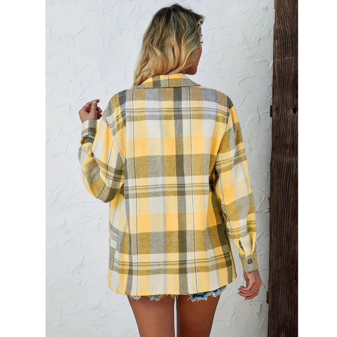 Kvinnors Oversized Flanellskjorta – Avslappnad Rutig Layer för Höst- och Vinterbruk