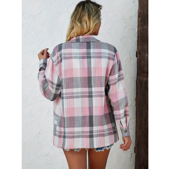 Kvinnors Oversized Flanellskjorta – Avslappnad Rutig Layer för Höst- och Vinterbruk