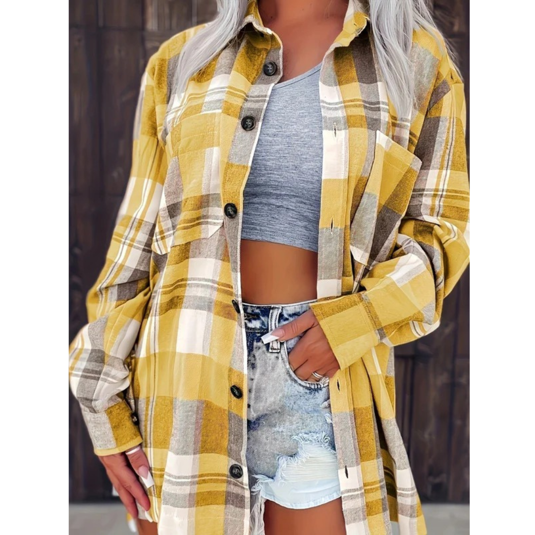 Kvinnors Oversized Flanellskjorta – Avslappnad Rutig Layer för Höst- och Vinterbruk