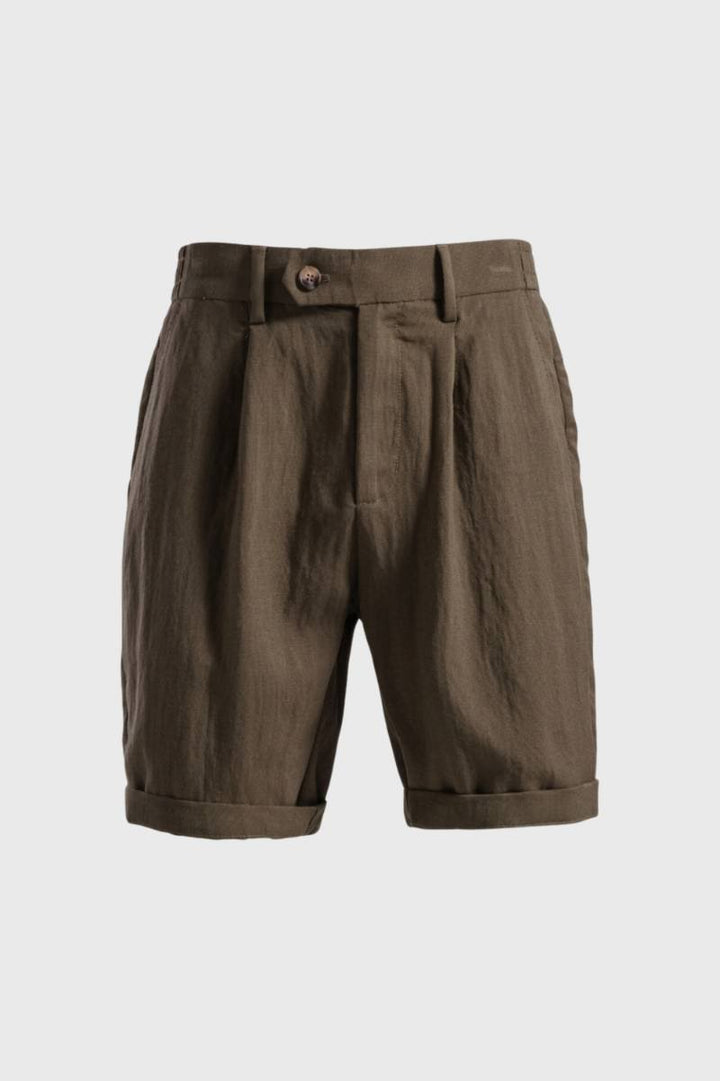 Herrars Plisserade Shorts Skräddarsydda Uppvikta Smart Casual Passform