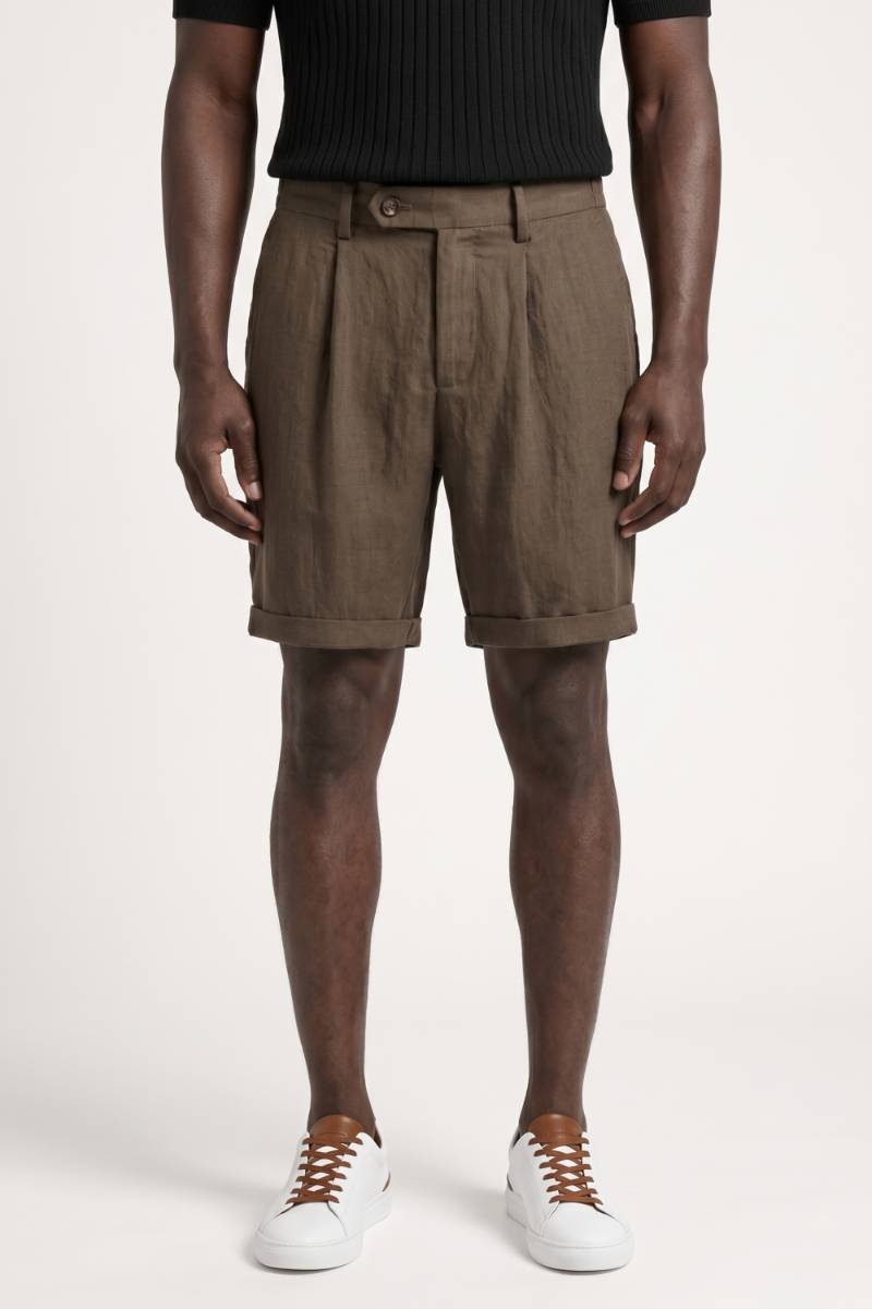 Herrars Plisserade Shorts Skräddarsydda Uppvikta Smart Casual Passform