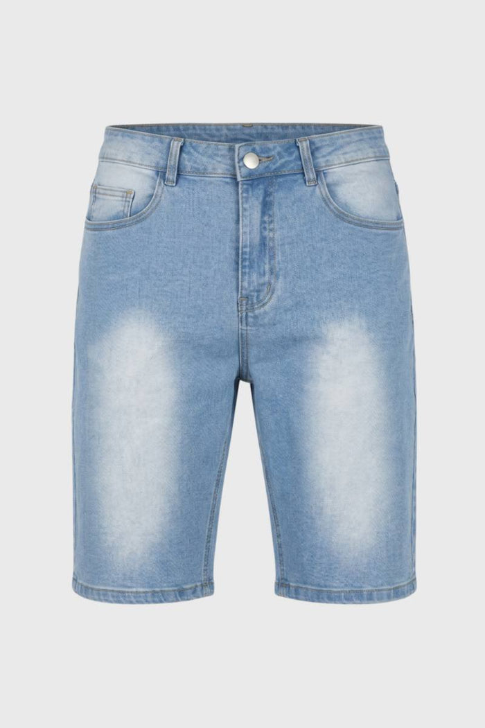 Herrens Denimshorts Slim Fit Blekt Casual Skärning