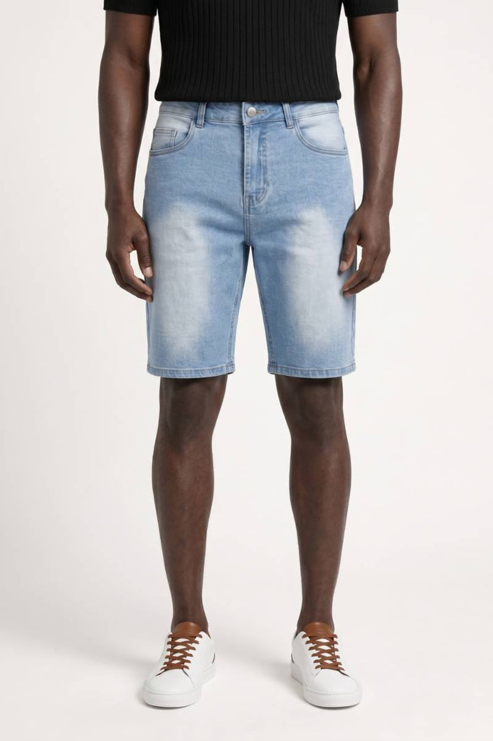 Herrens Denimshorts Slim Fit Blekt Casual Skärning