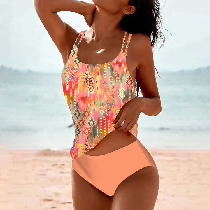 Kvinnors Tankini Set Hög Midja Simkläder Bekväm Stretch Snabbtorkande Strand Pool Sommaroutfit