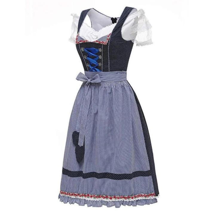 Kvinnors Förkläde Dirndl Klänning – Off-Shoulder Oktoberfest Folkdräkt med Bandliv