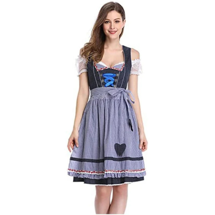 Kvinnors Förkläde Dirndl Klänning – Off-Shoulder Oktoberfest Folkdräkt med Bandliv