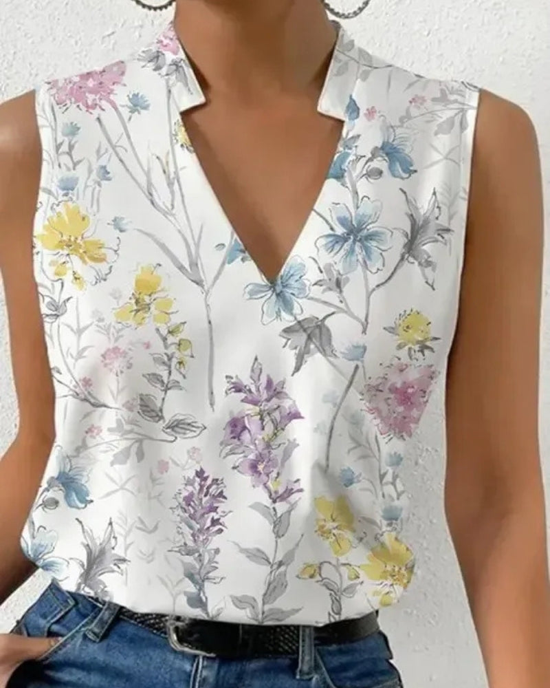 Dams Wrap Front Blus – Ärmlös V-ringad Topp för Sommar och Smart Casual Klädsel