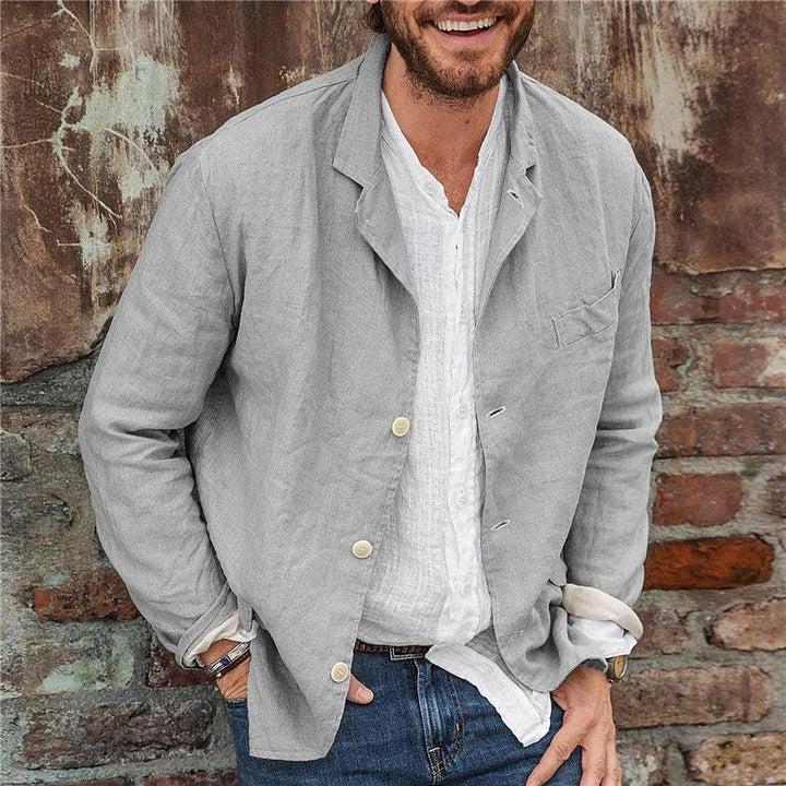 Herrars lätta texturerade kavaj med notch-lapel