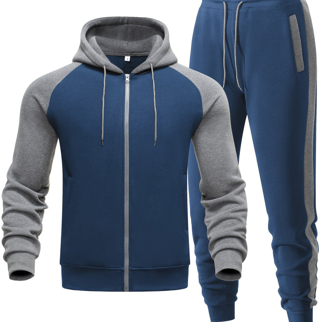 Mäns avslappnad hoodie och jogger-set för sportig komfort, vardagsbruk och mångsidig street style