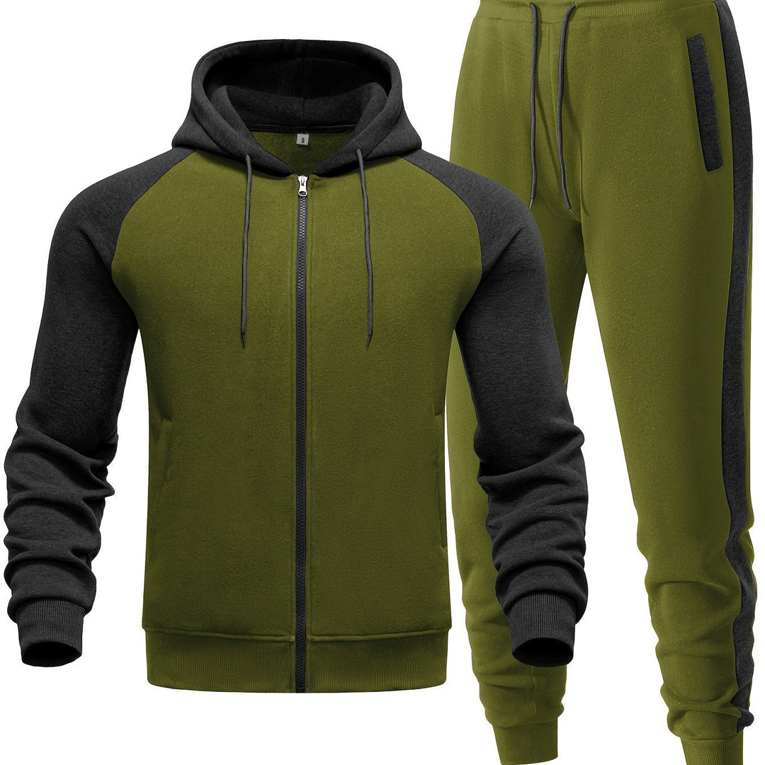 Mäns avslappnad hoodie och jogger-set för sportig komfort, vardagsbruk och mångsidig street style