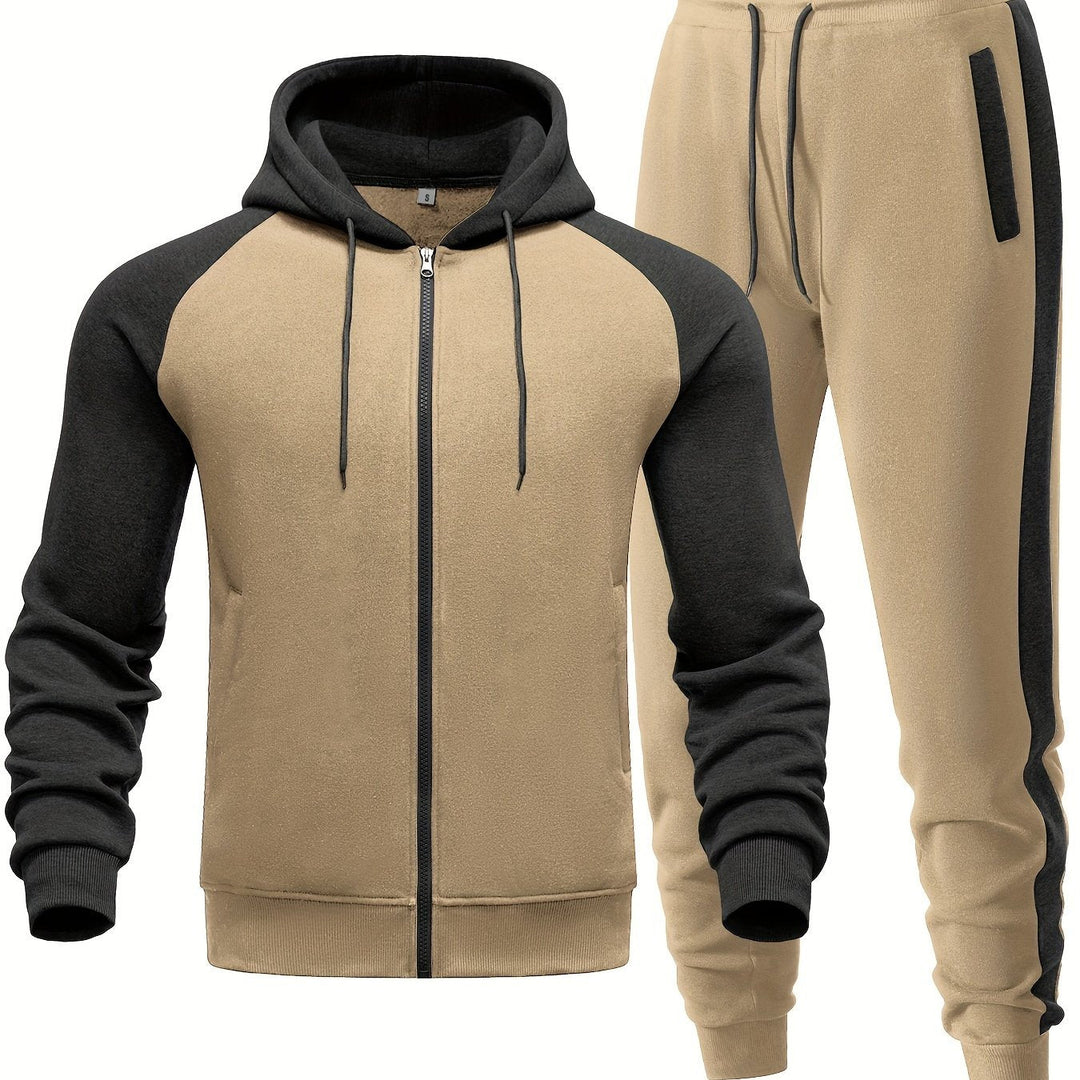 Mäns avslappnad hoodie och jogger-set för sportig komfort, vardagsbruk och mångsidig street style