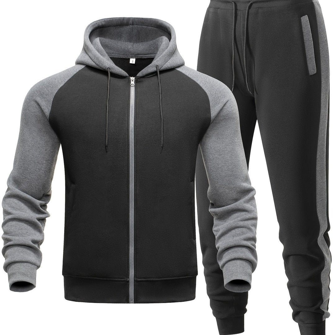 Mäns avslappnad hoodie och jogger-set för sportig komfort, vardagsbruk och mångsidig street style