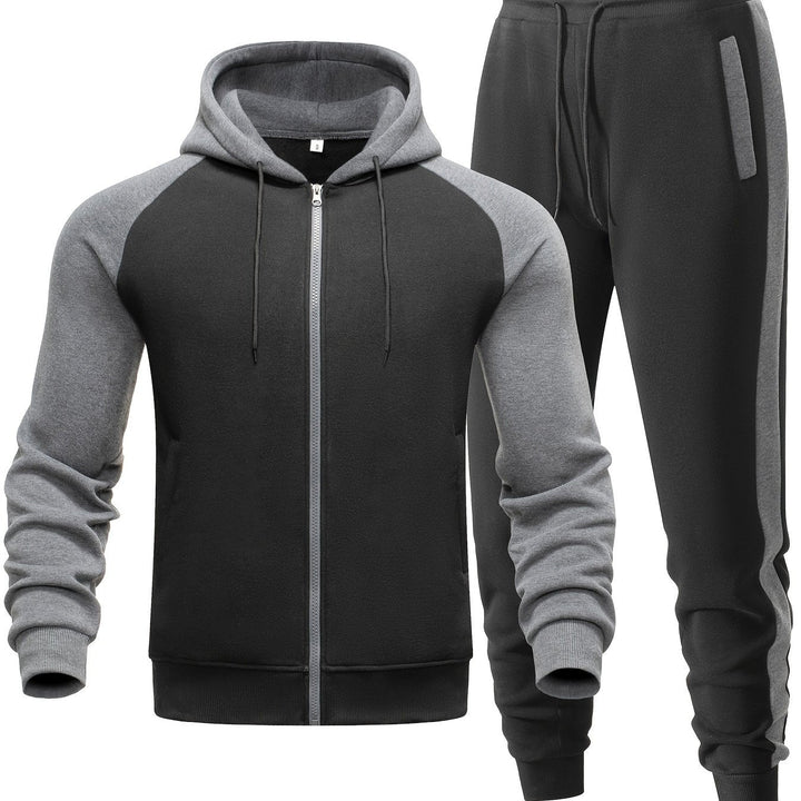 Mäns avslappnad hoodie och jogger-set för sportig komfort, vardagsbruk och mångsidig street style