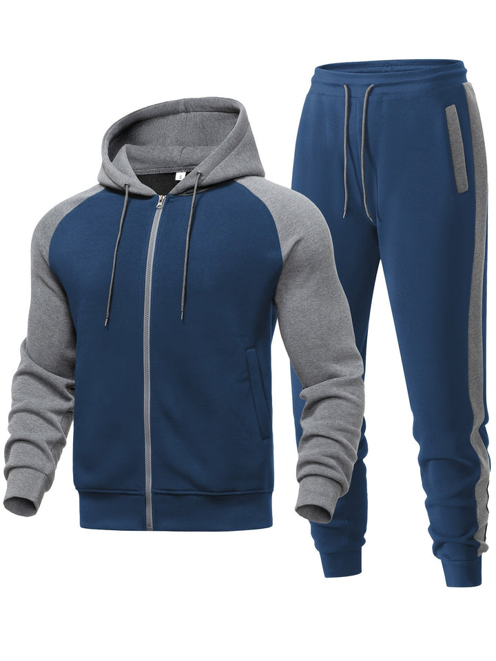 Mäns avslappnad hoodie och jogger-set för sportig komfort, vardagsbruk och mångsidig street style