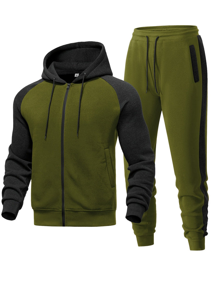 Mäns avslappnad hoodie och jogger-set för sportig komfort, vardagsbruk och mångsidig street style