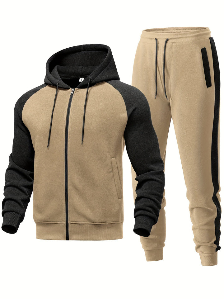 Mäns avslappnad hoodie och jogger-set för sportig komfort, vardagsbruk och mångsidig street style