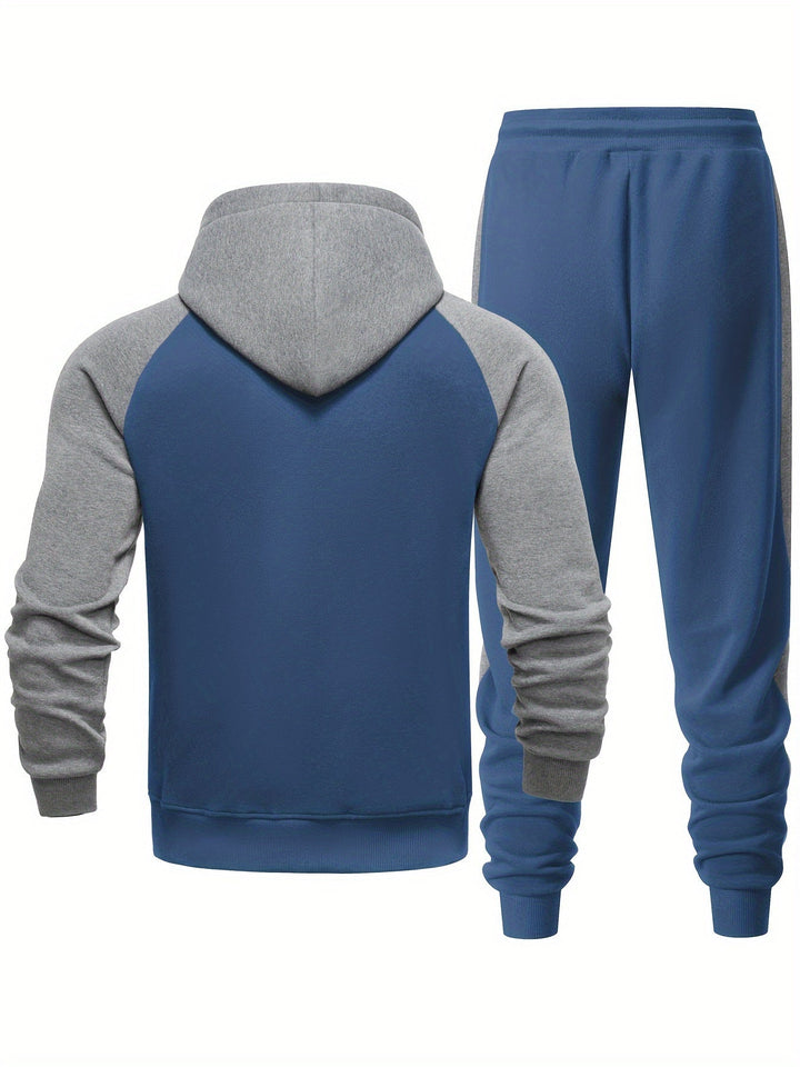Mäns avslappnad hoodie och jogger-set för sportig komfort, vardagsbruk och mångsidig street style