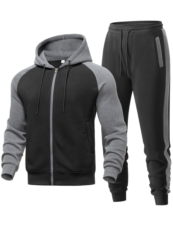 Mäns avslappnad hoodie och jogger-set för sportig komfort, vardagsbruk och mångsidig street style