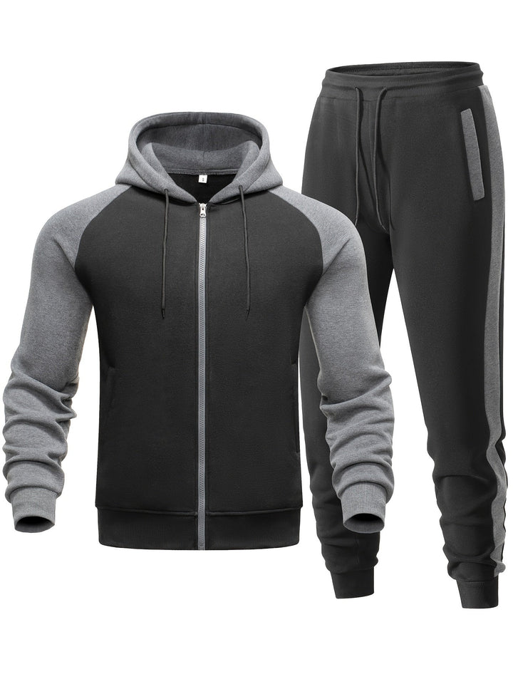 Mäns avslappnad hoodie och jogger-set för sportig komfort, vardagsbruk och mångsidig street style
