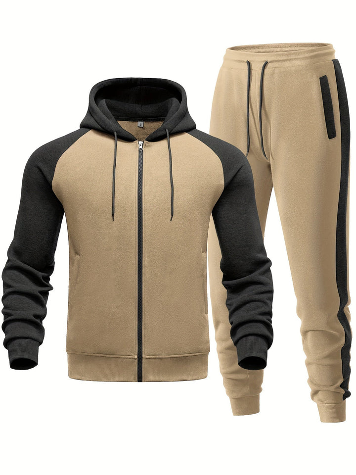 Mäns avslappnad hoodie och jogger-set för sportig komfort, vardagsbruk och mångsidig street style
