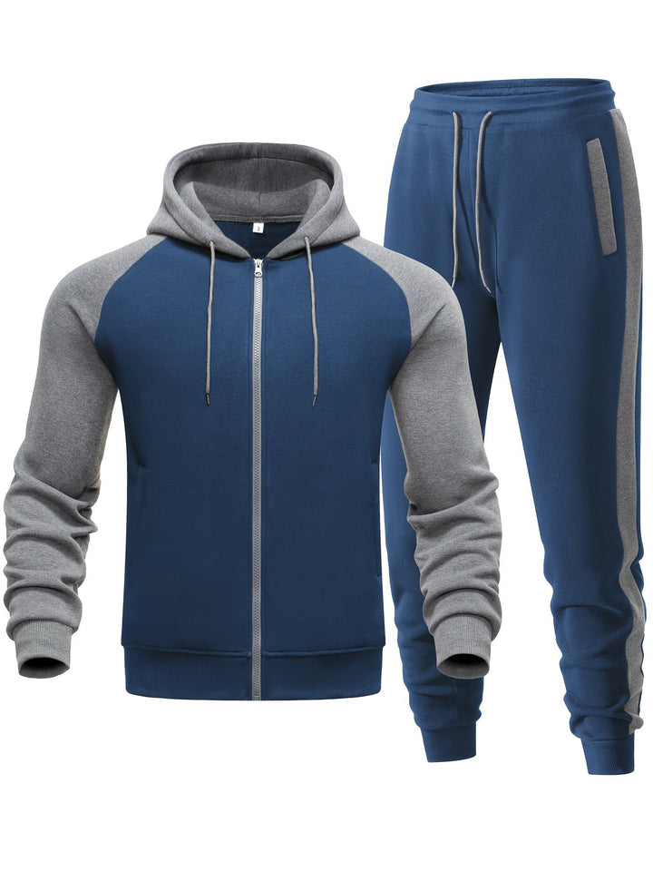 Mäns avslappnad hoodie och jogger-set för sportig komfort, vardagsbruk och mångsidig street style