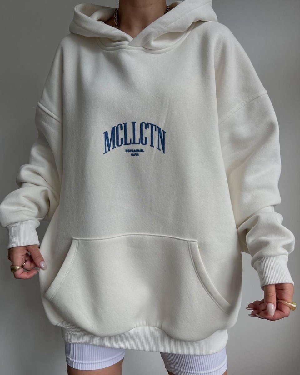 Kvinnors Oversized Tryckt Hoodie – Bomullsblandning Streetwear Lager för Resor och Avslappnade Dagar