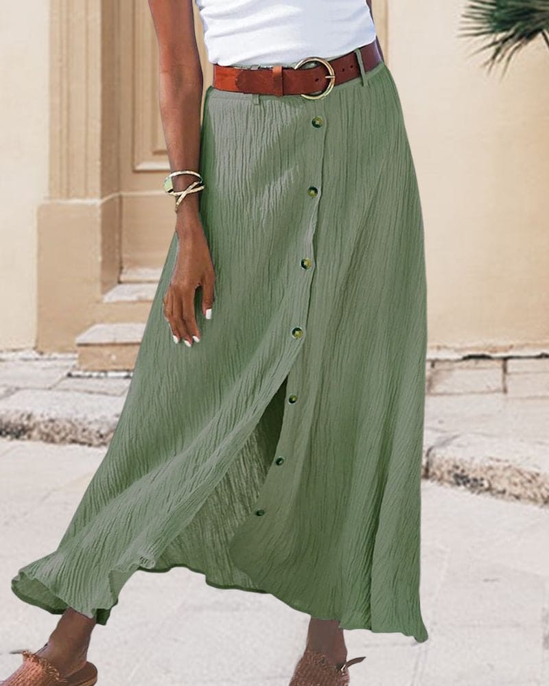 Kvinnors Eleganta Långa A-Linje Maxi Kjol Enfärgad Bekväm Vardagsklädsel Mångsidig Styling