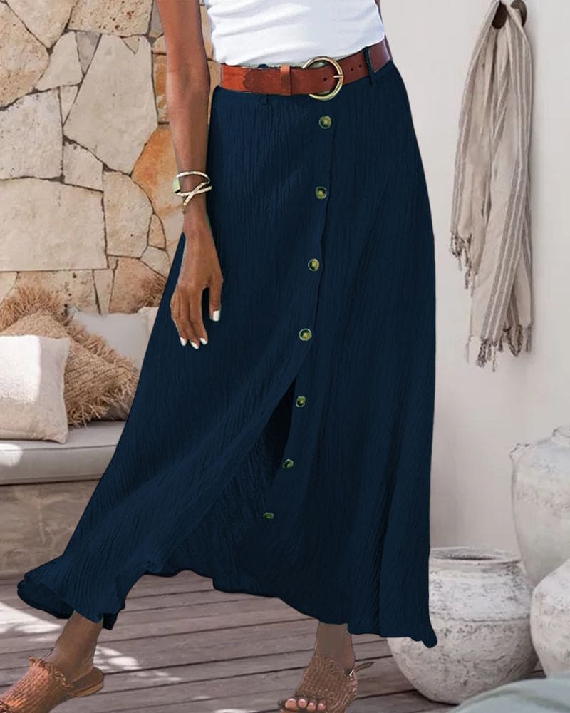 Kvinnors Eleganta Långa A-Linje Maxi Kjol Enfärgad Bekväm Vardagsklädsel Mångsidig Styling