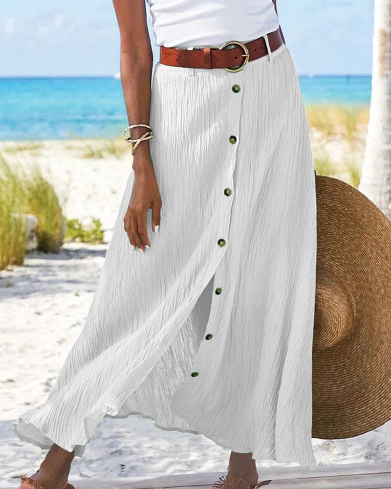 Kvinnors Eleganta Långa A-Linje Maxi Kjol Enfärgad Bekväm Vardagsklädsel Mångsidig Styling