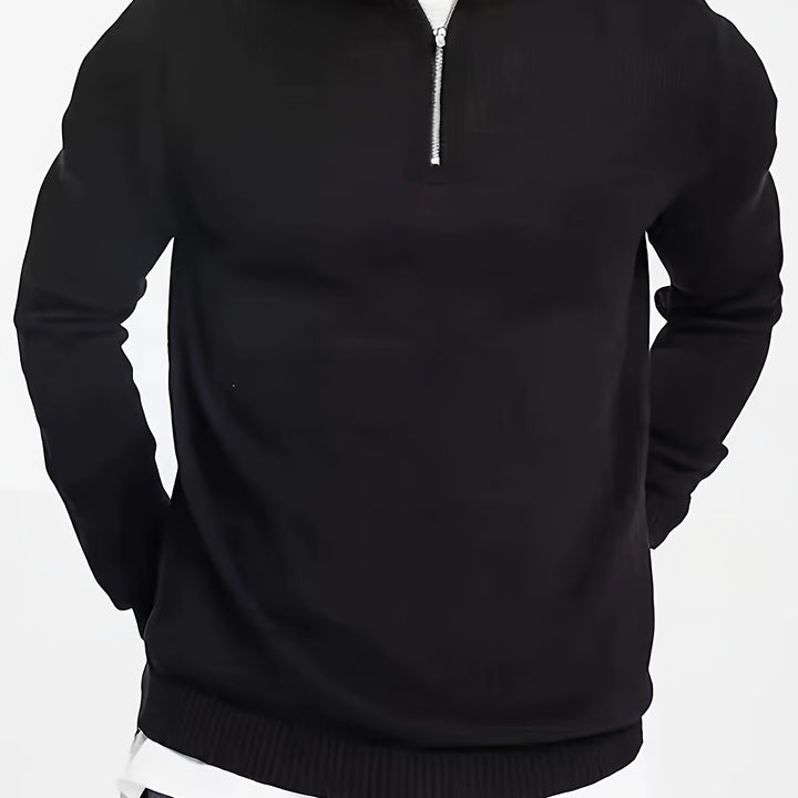 Herrars Halvdraget Stickad Tröja – Casual Hög Hals Bekväm Stretch Varje Dag Pullover