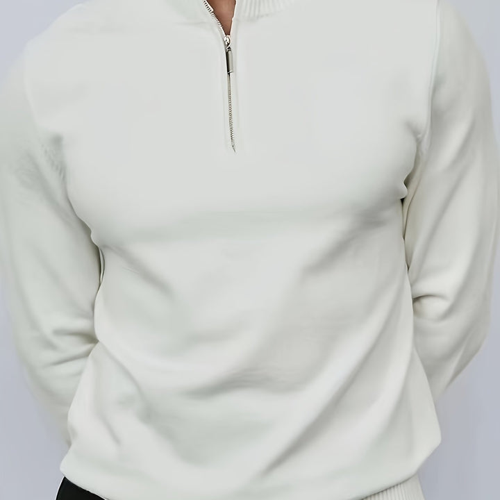 Herrars Halvdraget Stickad Tröja – Casual Hög Hals Bekväm Stretch Varje Dag Pullover