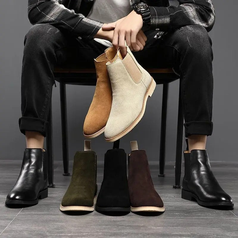Herrsuede Skor Klassiska Slip Boots Ankelstil för Avslappnad och Smart-Attire