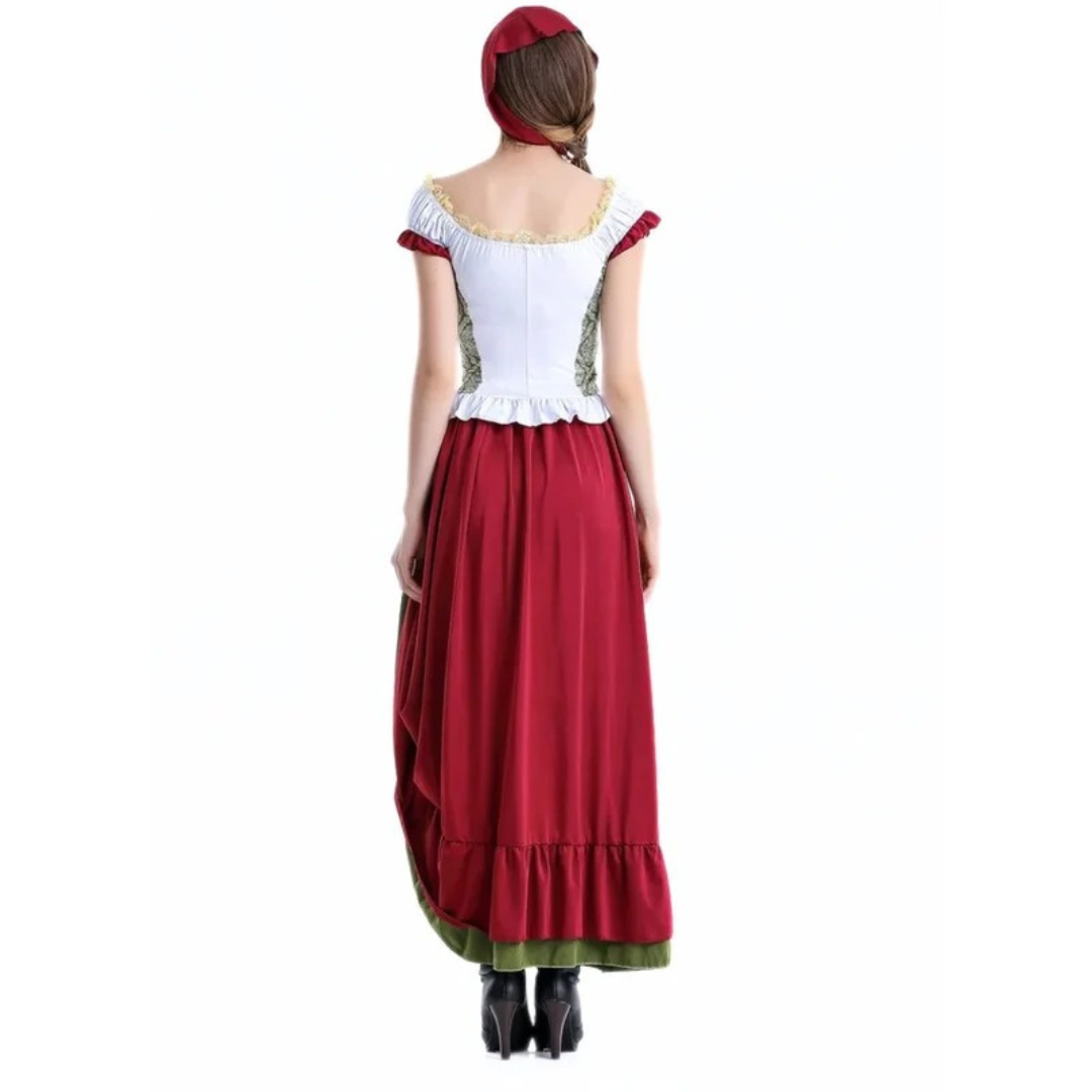 Kvinnors Laced-Up Dirndl Klänning – Off-Shoulder Oktoberfest Mini för Folkmusikfestivaler