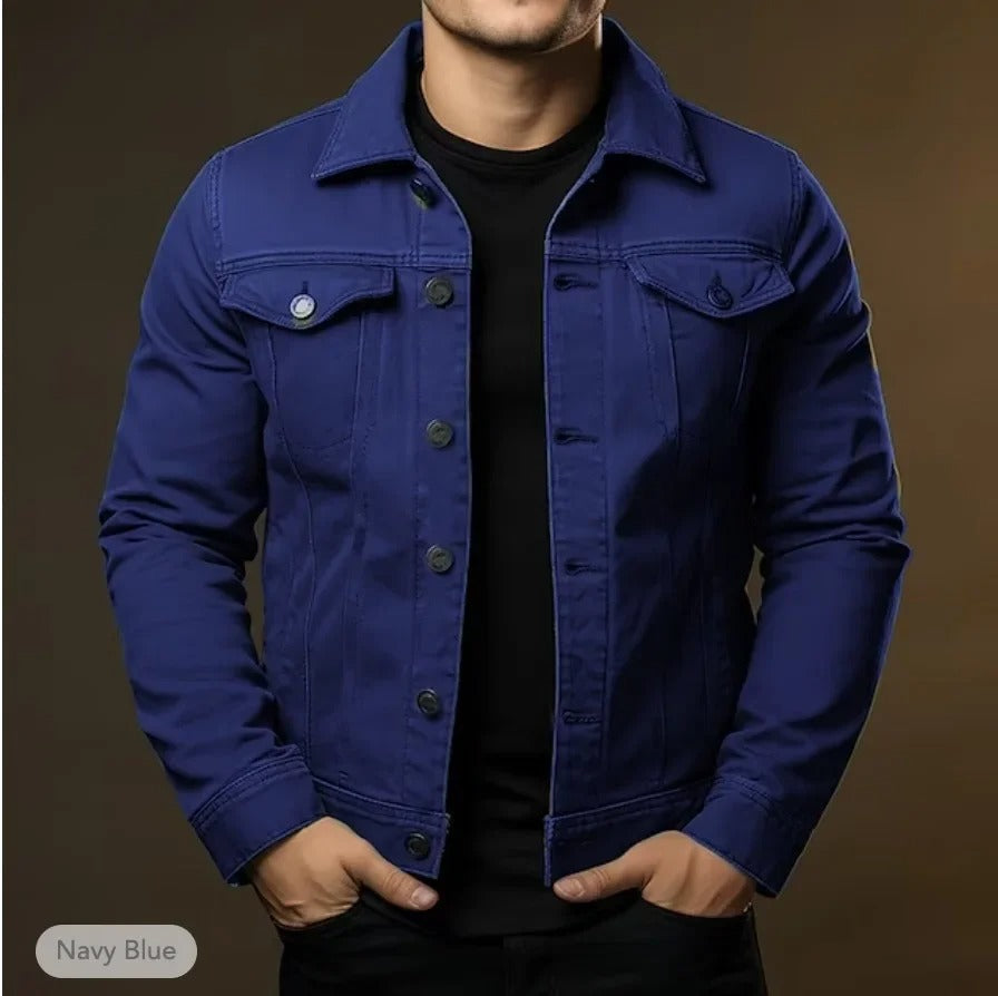 Herrars Lätta Denimjacka – Avslappnad Stilig Vardaglig Vårlager Outerwear