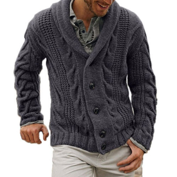 Herrstickad Ullcardigan – Varm, Bekväm, Knapp-up Klassisk, Vardaglig Lagerstickning