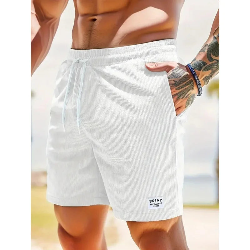 Herrars Ribbad Dragsko Simshorts med Avslappnad Passform