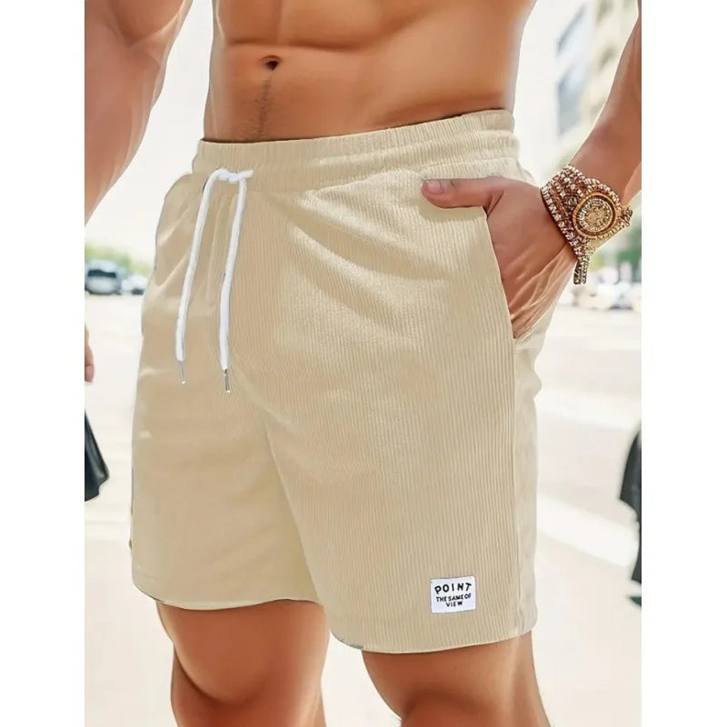 Herrars Ribbad Dragsko Simshorts med Avslappnad Passform