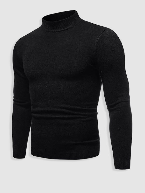Herr Slim Fit Turtleneck Tröja – Minimalistisk Lager för Höst och Vinter
