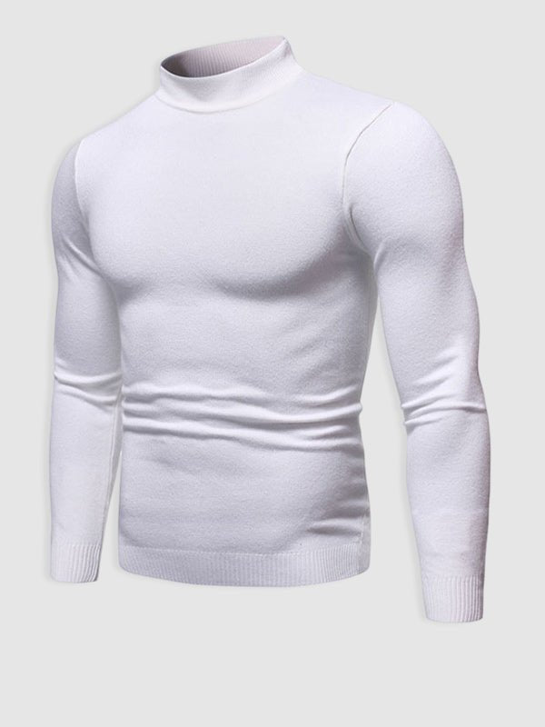 Herr Slim Fit Turtleneck Tröja – Minimalistisk Lager för Höst och Vinter