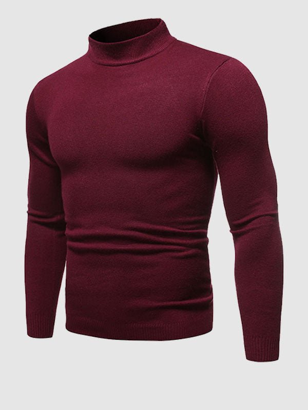 Herr Slim Fit Turtleneck Tröja – Minimalistisk Lager för Höst och Vinter