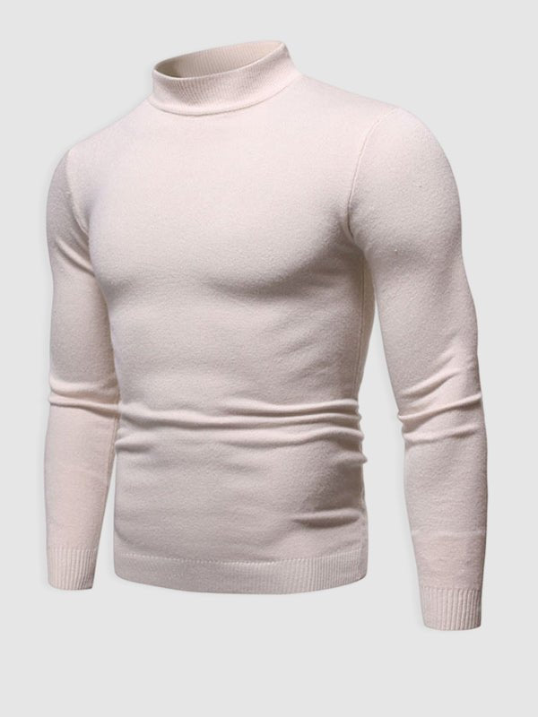 Herr Slim Fit Turtleneck Tröja – Minimalistisk Lager för Höst och Vinter