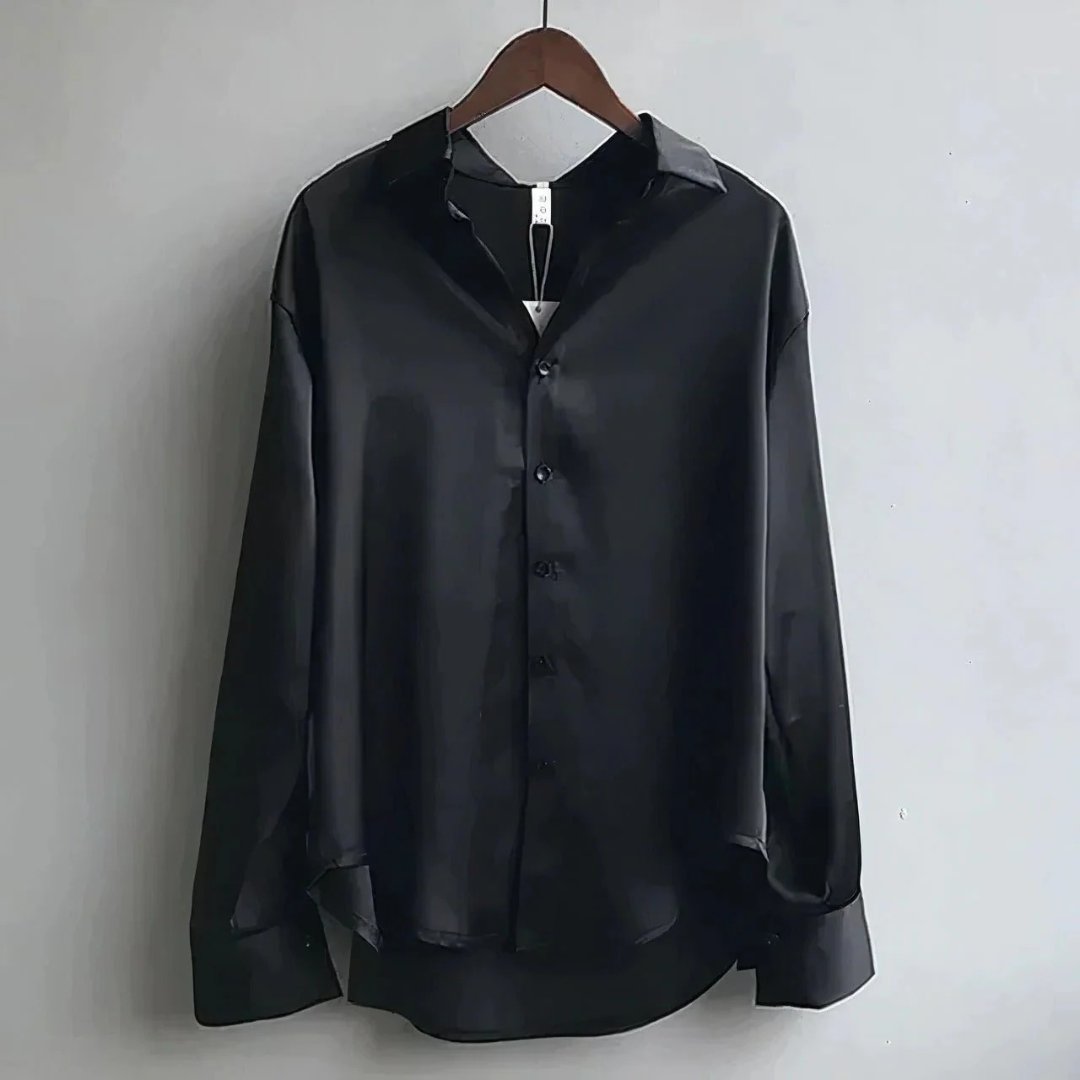 Kvinnors Satin-Look Skjorta Blus – Avslappnad Långärmad Stil för Kontor och Smart Casual Klädsel